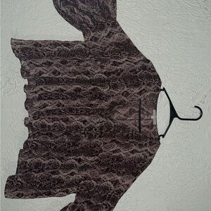 Olivaceous Mauve and Brown Patterned Top loose sleeve